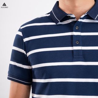 ÁO POLO NAM NGẮN TAY KẺ NGANG NAVY-TRẮNG ALGPLO98- ALIGRO