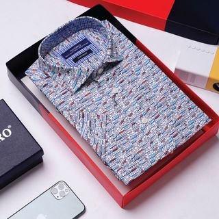 ÁO SƠ MI CỘC TAY HỌA TIẾT THUYỀN ALGS-C87 - ALIGRO