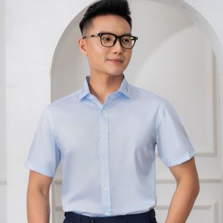 ÁO SƠ MI NAM NGẮN TAY VẢI COTTON CHỐNG NHĂN, KHÁNG KHUẨN CAO CẤP FORM SLIM VỪA CÔNG SỞ ALGS-C114 - ALIGRO