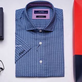 ÁO SƠ MI CỘC TAY XANH HOA ALGS-C88 - ALIGRO