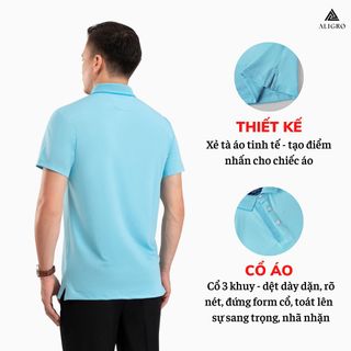 ÁO POLO GOLF NAM NGẮN TAY CHẤT VẢI COOLMAX MÀU XANH BIỂN NĂNG ĐỘNG ALGPLO105 - ALIGRO