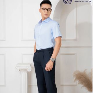 ÁO SƠ MI CỘC TAY COTTON CHỐNG NHĂN BLUE ALG-C111 - ALIGRO