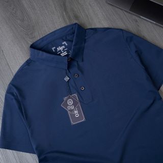 ÁO POLO GOLF NAM NGẮN TAY CHẤT VẢI COOLMAX TRƠN MÀU NAVY NĂNG ĐỘNG ALGPLO122- ALIGRO
