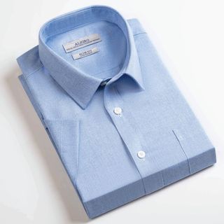 ÁO SƠ MI BAMBOO SLIMFIT CỘC TAY XANH TRƠN ALGS-C123 - ALIGRO