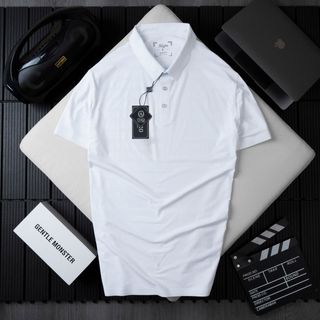 ÁO POLO GOLF NAM NGẮN TAY CHẤT VẢI COOLMAX KẺ NGANG MÀU TRẮNG NĂNG ĐỘNG ALGPLO116 - ALIGRO