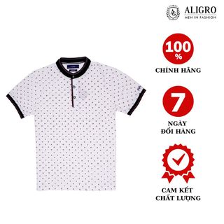 ÁO POLO NAM NGẮN TAY CỔ TRỤ MÀU TRẮNG HOẠ TIẾT NHÍ ALGPLO35 - ALIGRO