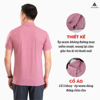 ÁO POLO GOLF NAM NGẮN TAY CHẤT VẢI COOLMAX KẺ NGANG MÀU MÀU VỎ ĐỖ NĂNG ĐỘNG ALGPLO115 - ALIGRO