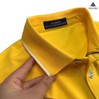 ÁO POLO GOLF NAM NGẮN TAY CHẤT VẢI COOLMAX MÀU VÀNG NĂNG ĐỘNG ALGPLO109- ALIGRO