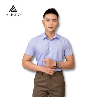 ÁO SƠ MI NAM NGẮN TAY HỌA TIẾT NHÍ, SỢI TRE BAMBOO MỀM MẠI, HẠN CHẾ NHĂN NHÀU, FORM SLIM VỪA ALGS-C124 - ALIGRO