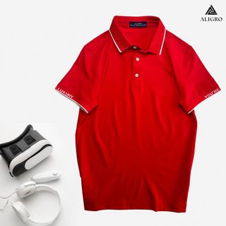 ÁO POLO GOLF NAM NGẮN TAY CHẤT VẢI COOLMAX MÀU ĐỎ TRƠN NĂNG ĐỘNG ALGPLO107 - ALIGRO