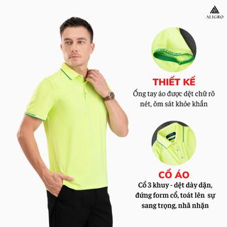 ÁO PHÔNG POLO GOLF NAM NGẮN TAY CHẤT VẢI COOLMAX MÀU XANH CHUỐI NĂNG ĐỘNG ALGPLO104- ALIGRO
