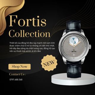 Đồng Hồ Nam - Thương Hiệu Việt Draco D23-FT08 - " Fortis " Dây Da Đen - thời trang nam thể thao