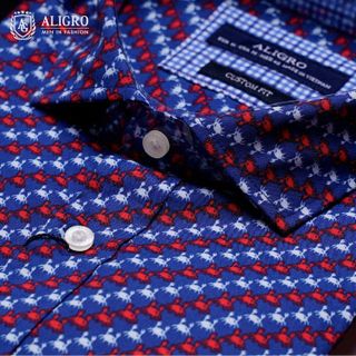 ÁO SƠ MI CỘC TAY NAM CÔNG SỞ ALIGRO HOẠ TIẾT CON CUA DÁNG CUSTOM ALGS-C86 - ALIGRO
