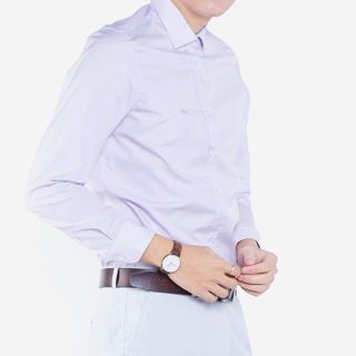 ÁO SƠ MI NAM DÀI TAY ALIGRO CỔ BẺ DÁNG ÔM BODY 100% CHẤT LIỆU COTTON TÍM NHẠT ALGS150 - ALIGRO