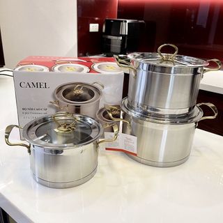 Nồi Camel 3 Size Đa Năng-Đáy Chống Dính Cao Cấp Tay Cầm Cách Nhiệt Dùng Được Mọi Loại Bếp giá sỉ