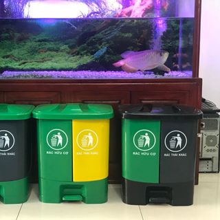Thùng rác 2 ngăn đạp chân 40 lít nhựa HDPE