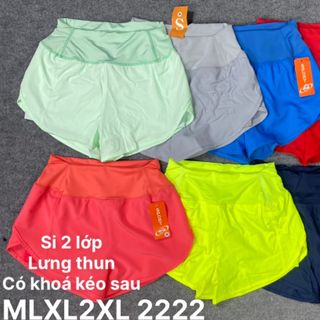 Quần đùi nữ 2 lớp túi khoá Size m l xl xxl Ri 2222 Tách nửa ri được, quần thể thao nữ