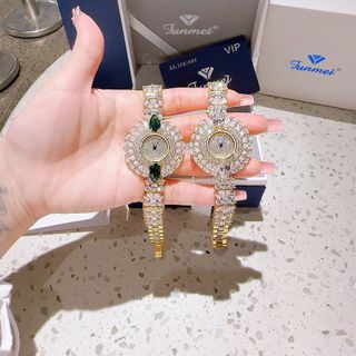 ĐỒNG HỒ NỮ CHÍNH HÃNG FUNMEI MẶT HOA VÀNG FULL ĐÁ PHA LÊ ĐI KÈM TEM KÍCH HOẠT ĐIỆN TỬ BẢO HÀNH CHÍNH HÃNG