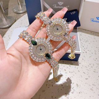 ĐỒNG HỒ NỮ CHÍNH HÃNG FUNMEI MẶT HOA VÀNG FULL ĐÁ PHA LÊ ĐI KÈM TEM KÍCH HOẠT ĐIỆN TỬ BẢO HÀNH CHÍNH HÃNG