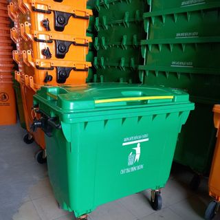 Xe Thu Gom Rác 660 Lít 4 Bánh Xe Nhựa HDPE