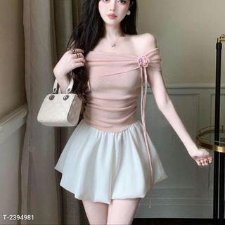 ÁO BẸT VAI ĐÍNH HOA GÂN TĂM - Shop NP