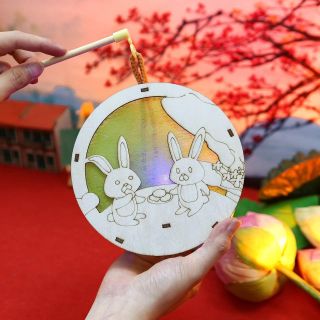 Lồng đèn gỗ tự tô màu, đèn lồng trung thu gỗ cho bé tự tô màu cho bé thoả sức sáng tạo