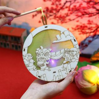 Lồng đèn gỗ tự tô màu, đèn lồng trung thu gỗ cho bé tự tô màu cho bé thoả sức sáng tạo