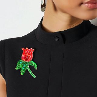 Ghim Cài Áo Hoa Hồng Thiết Kế Riêng Làm Thủ Công Đính Kết Bằng Tay Thời Trang Cao Cấp 9.5cm Dành Cho nam nữ