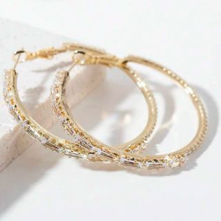 Khuyên Tai Tròn Đính Đá pha lê Thời Trang Nữ Tính