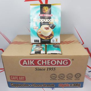 Thùng Cà phê Cappuccino Aik Cheong 20 bịch 306g (12 gói x 25g) giá sỉ