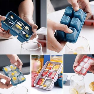 KHAY LÀM ĐÁ 6 Ô SILICON CÓ NẮP ĐẬY, CHỐNG MÙI, KHUÔN LÀM ĐÁ - LÀM THẠCH CAO CẤP - KHAY ĐÁ GIÁ SỈ 4,600 ₫