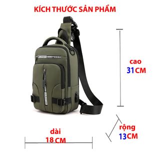 Túi Đeo Chéo Hộp Chữ Nhật CDC2 5 Ngăn tiện dụng , Polyester Cao Cấp Chống Nước Nam Bag Túi Bao Tử Kem