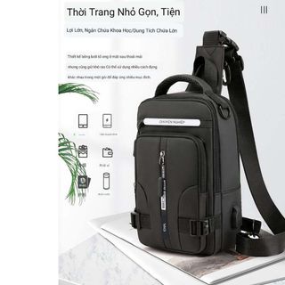 Túi Đeo Chéo Hộp Chữ Nhật CDC2 5 Ngăn tiện dụng , Polyester Cao Cấp Chống Nước Nam Bag Túi Bao Tử Kem