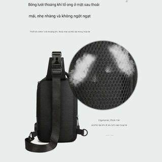Túi Đeo Chéo Hộp Chữ Nhật CDC2 5 Ngăn tiện dụng , Polyester Cao Cấp Chống Nước Nam Bag Túi Bao Tử Kem