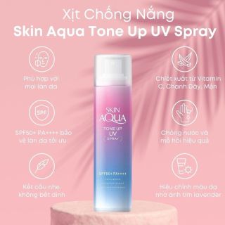Xịt chống nắng Skin Aqua Tone Up UV SPF50+ PA++++ Lọ 70g nâng tone da, bảo vệ da Nhật Bản giá sỉ