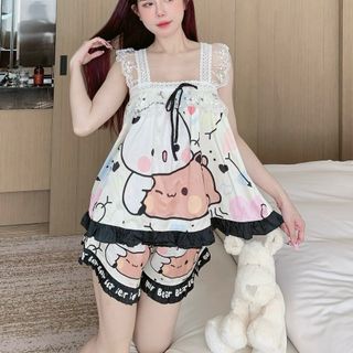 Đồ bộ đùi dây cánh tiên ren
