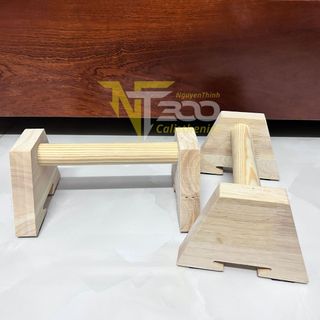 THANH HÍT ĐẤT CHỐNG ĐẨY GỖ PARALLETTES TẬP TẠI NHÀ CÓ ĐẾ CHỐNG TRƠN TRƯỢT - M2