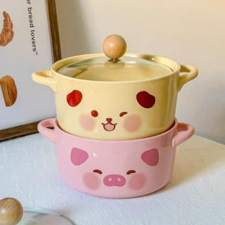 SET NỒI SỨ KÈM THÌA NHIỀU HOẠ TIẾT ĐÁNG YÊU