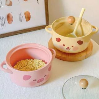 SET NỒI SỨ KÈM THÌA NHIỀU HOẠ TIẾT ĐÁNG YÊU