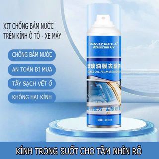 Xịt rửa kính ô tô, xe máy, cửa kính, đánh bay các vết ố vàng, dầu, cặn canxi, loại bỏ mọi vết bẩn khó tẩy