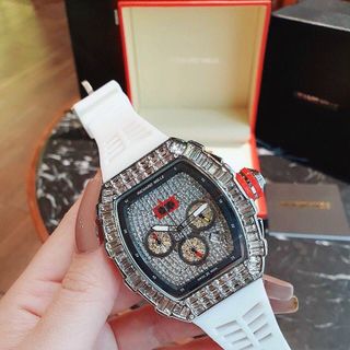 ĐỒNG HỒ NAM DÂY CAO SU TRUNG CẤP RI.CHA MI.LLE MẶT CHỮ NHẬT ĐÍNH ĐÁ SANG CHẢNH 2