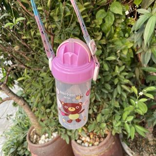 Bình Nước Nắp Đầu  Mèo Có Dây Đeo 420ml