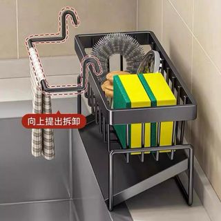 Giá Để Đồ Rửa Bát, Kệ Để Đồ Rửa Chén Có Khay Hứng Nghiêng Nước Có Móc Chất Liệu Thép Không Gỉ