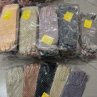 Bao tay bông trơn bi hoa gân 4chiều 3tất,4tất,7tất cắt 2 ngón 5ngón và k cắt có đủ