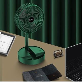 Quạt Tích Điện Gấp Gọn SUPER Cấp Độ Gió Sử Dụng Pin Sạc, Quạt Để Bàn Mini Cổng Sạc USB Tiện Dụng