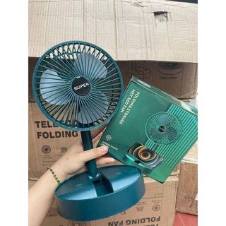 Quạt Tích Điện Gấp Gọn SUPER Cấp Độ Gió Sử Dụng Pin Sạc, Quạt Để Bàn Mini Cổng Sạc USB Tiện Dụng