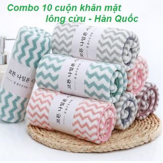 COMBO 10 KHĂN MẶT KẺ SỌC HÀN QUỐC 30X50CM, SIÊU MỀM MỊN , THẤM NƯỚC - KHĂN MẶT KẺ SỌC GIÁ SỈ 32,500 ₫