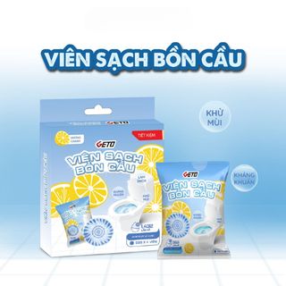 Viên sạch bồn cầu Geto sạch khuẩn tẩy sạch mảng bám khử mùi diệt vi khuẩn toilet Hương Đào