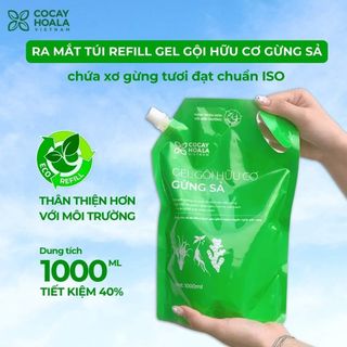 Túi Dầu Gội Hữu Cơ Gừng Sả Cỏ Cây Hoa Lá - Ngăn dầu bết tóc và giảm gàu ngứa1000ml