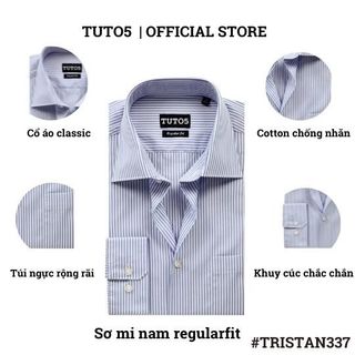 Áo sơ mi nam dài tay sọc  Regular fit chống nhăn xanh trắng 105126019